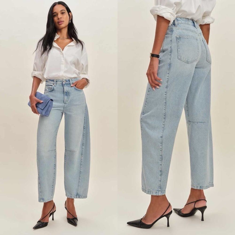 REFORMATION NEW Tyler Mid Rise Barrel Jeans in Yarra 32